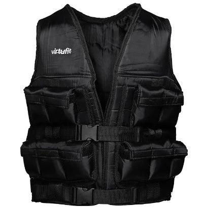 Svart Virtufit Adjustable Weight Vest 10 kg i slitesterk nylon med justerbare stropper og vektlommer.