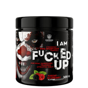 Swedish Supplements Fu*ked up Joker Edition PWO 300 g i en svart burk med jokermotiv för smaken Forest Raspberry.