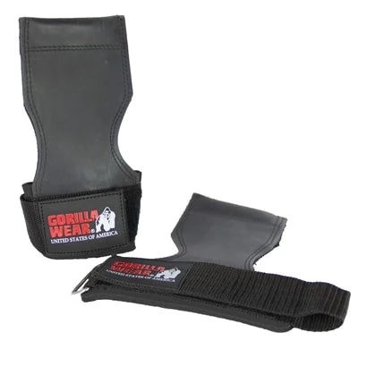 Gorilla Wear Lifting Grips Black med grepsvennlig gummiplate og håndleddsstropp med borrelås.