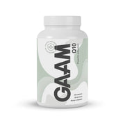 GAAM Q10 60 caps kosttillskott i en vit burk med grön och vit etikett.