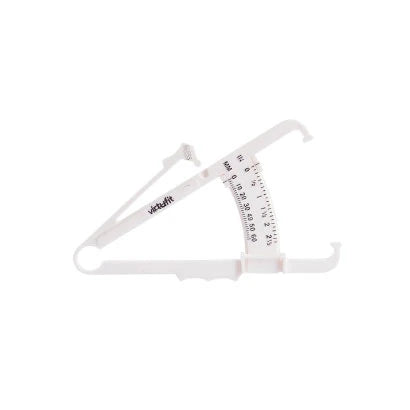 Virtufit Fat Caliper kroppsfettmåler i hvit PVC med tydelig skala for enkel måling.