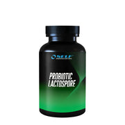 Self Omninutrition Probiotic Lactospore 60 caps i en svart burk med grön etikett och vita detaljer.