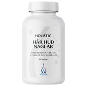 Holistic Hår Hud Naglar 90 caps kosttillskott i en stilren vit burk med minimalistisk design.